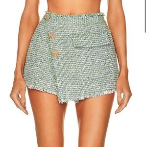 Self-Portrait Green Tweed Skort